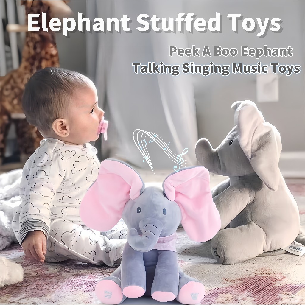 Timi Elephant Stuffed Toys 30cm Peek A Boo Eephant Talking Singing ...