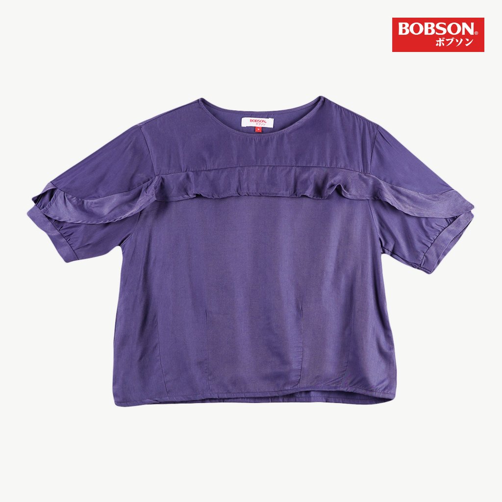 Bobson Japanese Ladies Basic Woven Shirt Boxy Fit 155454 (Poseidon ...