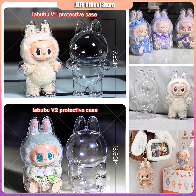 Labubu Transparent Acrylic Protective Case Organizer Doll Shell ...