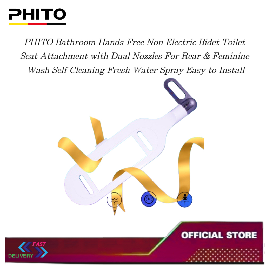 PHITO Ultra-thin Non Electric Bidet Toilet Seat Dual Nozzle Bidet Dual ...