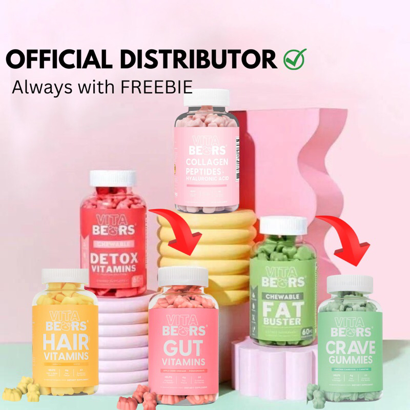 AUTHENTIC VB VITABEARS Gummies Fat Buster Skin Detox Sleep Flawless ...