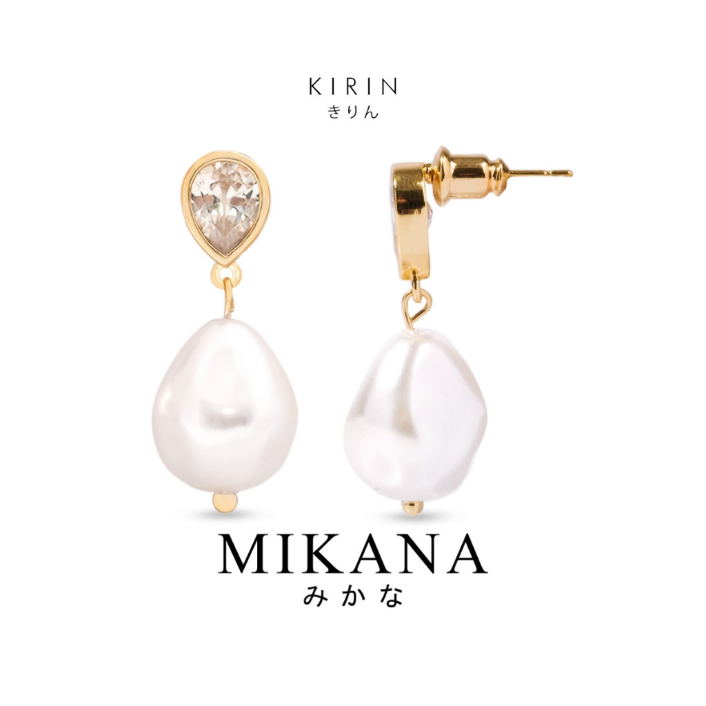Mikana Glamour Pins 14k Gold Plated Kirin Pearl Drop Dangling Earrings ...