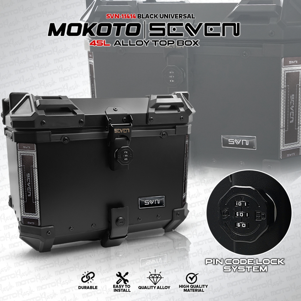 MOKOTO SEVEN SERIES 45L ALLOY TOPBOX WITH PINCODE MKT-11414 STORAGE ...