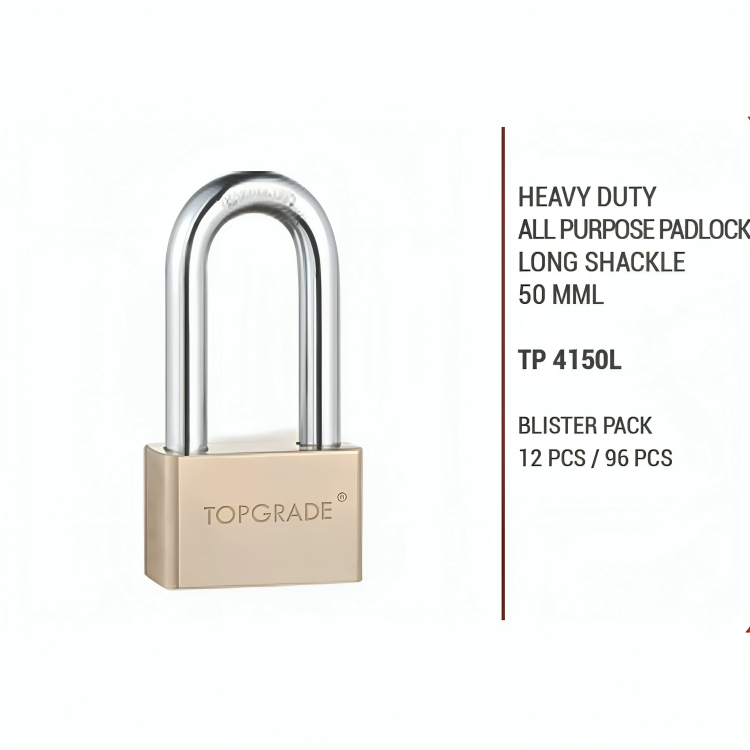 TOPGRADE TP4150L Heavy Duty All Purpose Padlock Long Shackle 50mm ...