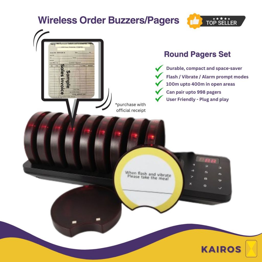 Wireless Round Order Pagers, 10 Buzzers with dock, with O.R. purchase ...