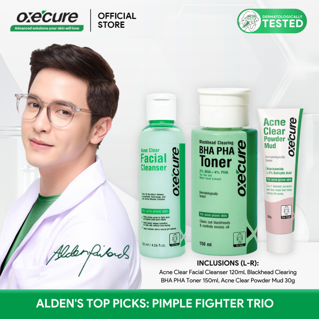 OXECURE Alden's Top Picks: Pimple Fighter Trio (Cleanser, Toner, Mud ...