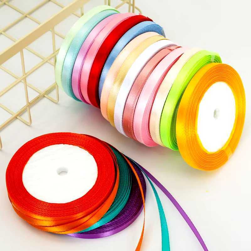 6mm (25 Yard/Roll)Satin Ribbon Roll Gift Packaging Ribbon Flower Making ...