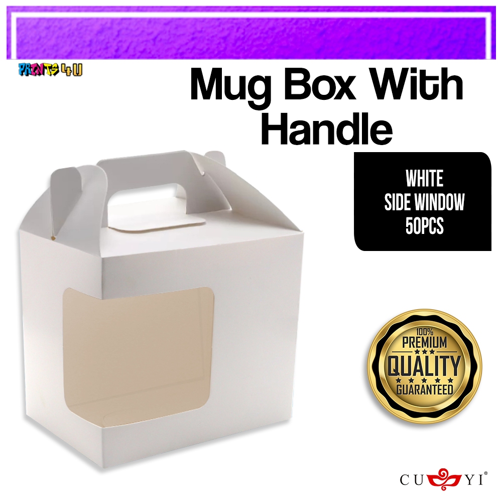 Side Window Mug Box with Handle 50pcs White Mug Box | Shopee Philippines