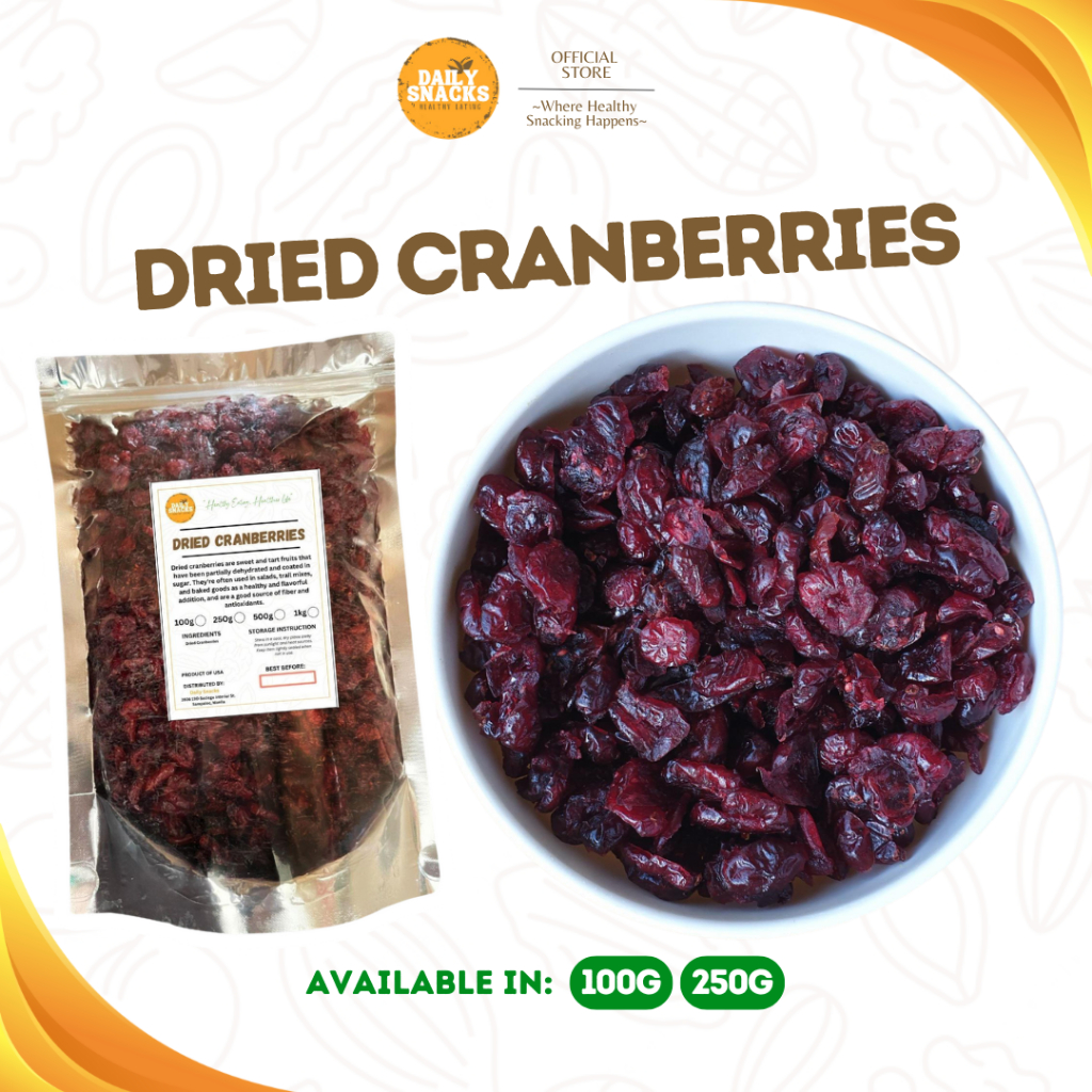 Daily Snacks Dried Cranberries (USA) - 100g & 250g in Ziplock Pouch ...