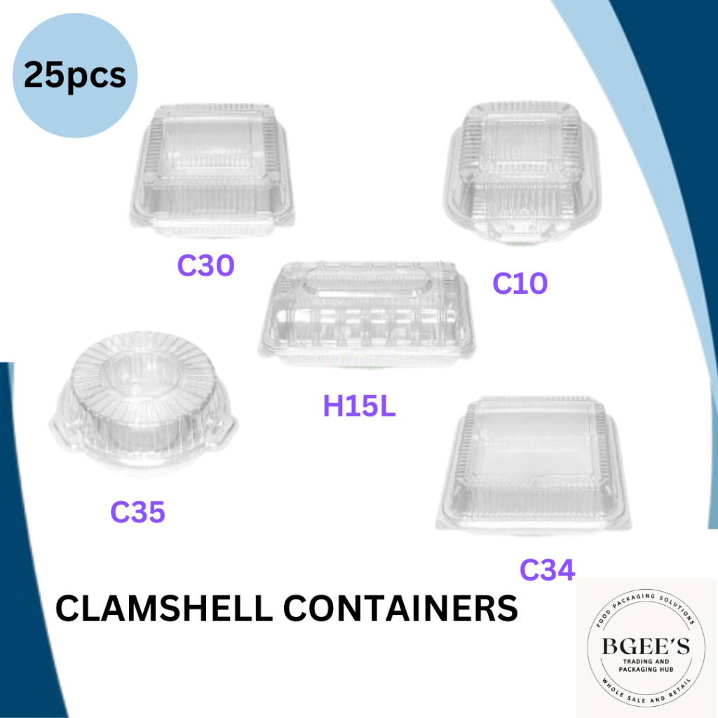 Bgee's 25pcs Plastic Clamshell Round Square Rectangle Disposable Clear ...