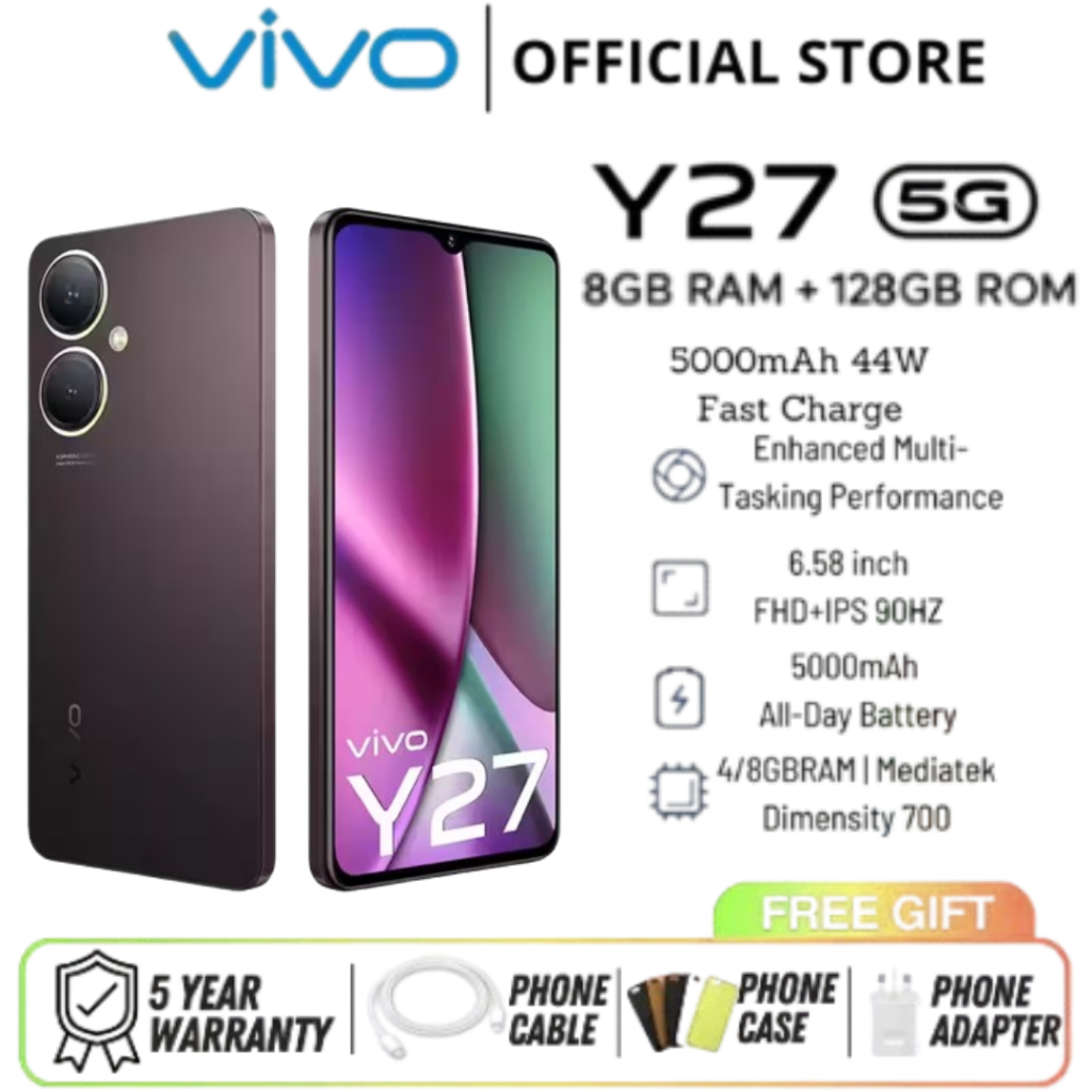 VIVO Y27 5G Smartphone 8+8GB EXTENDED RAM+128GBROM 50MP Full HD Camera ...
