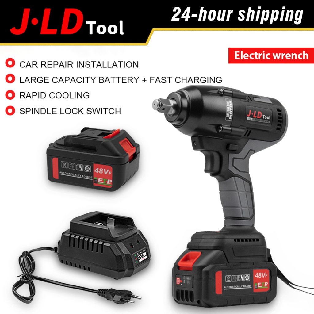JLD Electric Impact Wrench 550N.m Ratchet Driver Cordless Brushless ...