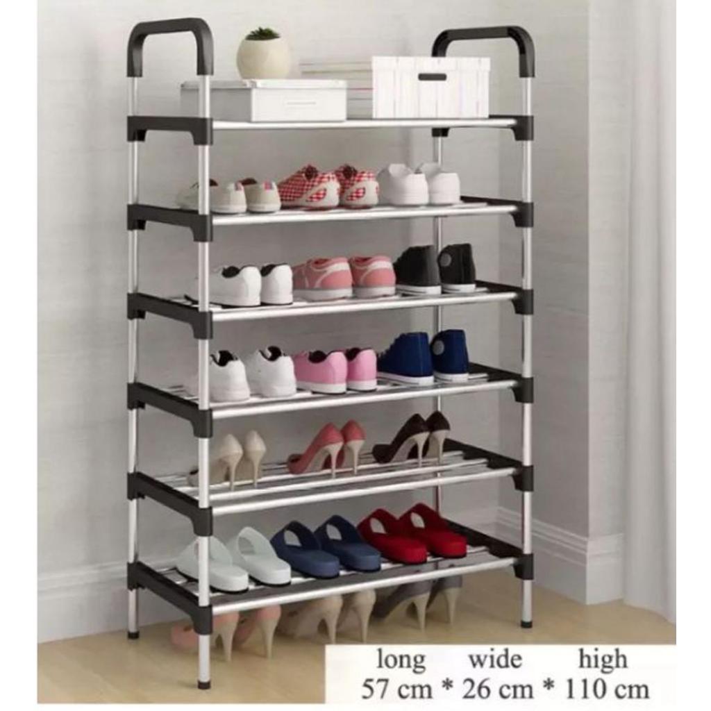 HomeCare 6 Layer Shoe Rack Organizer Standing Stainless Steel ...