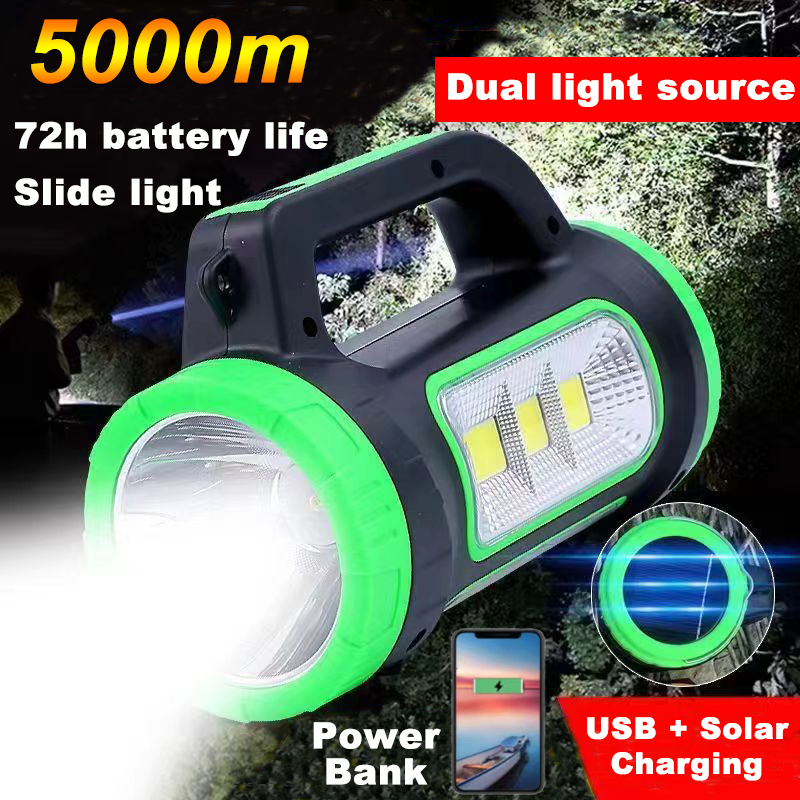 Outdoor camping solar flashlight super bright rechargeable waterproof ...