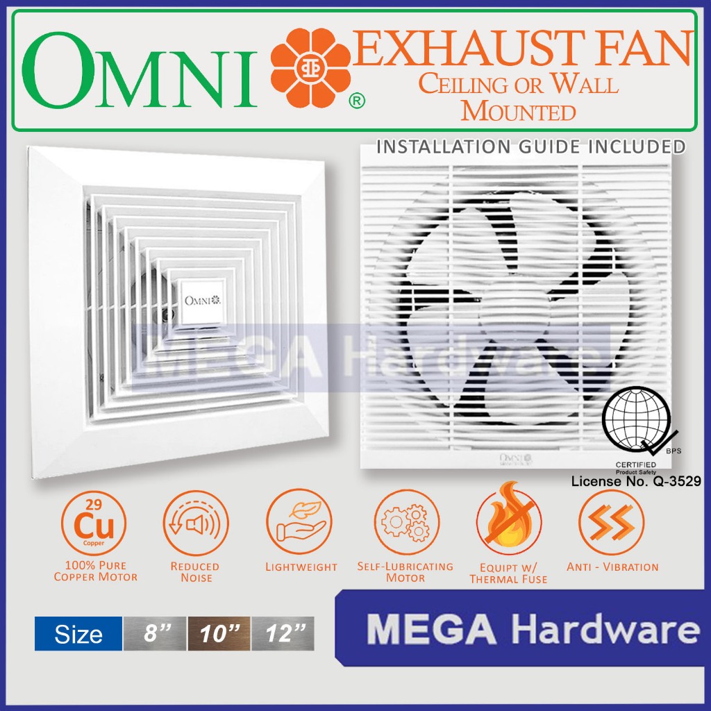 OMNI Wall Mounted or Ceiling Mounted Exhaust Fan 8, 10, 12 | Shopee ...