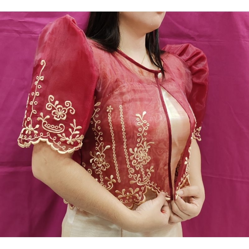 FILIPIÑANA MODERN BOLERO SCALLOP AND PINALAY DESIGN HARD TULLE