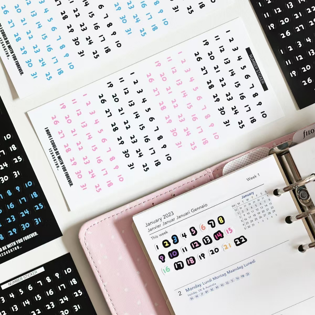 Basic digital material stickers, versatile DIY diary date notes ...