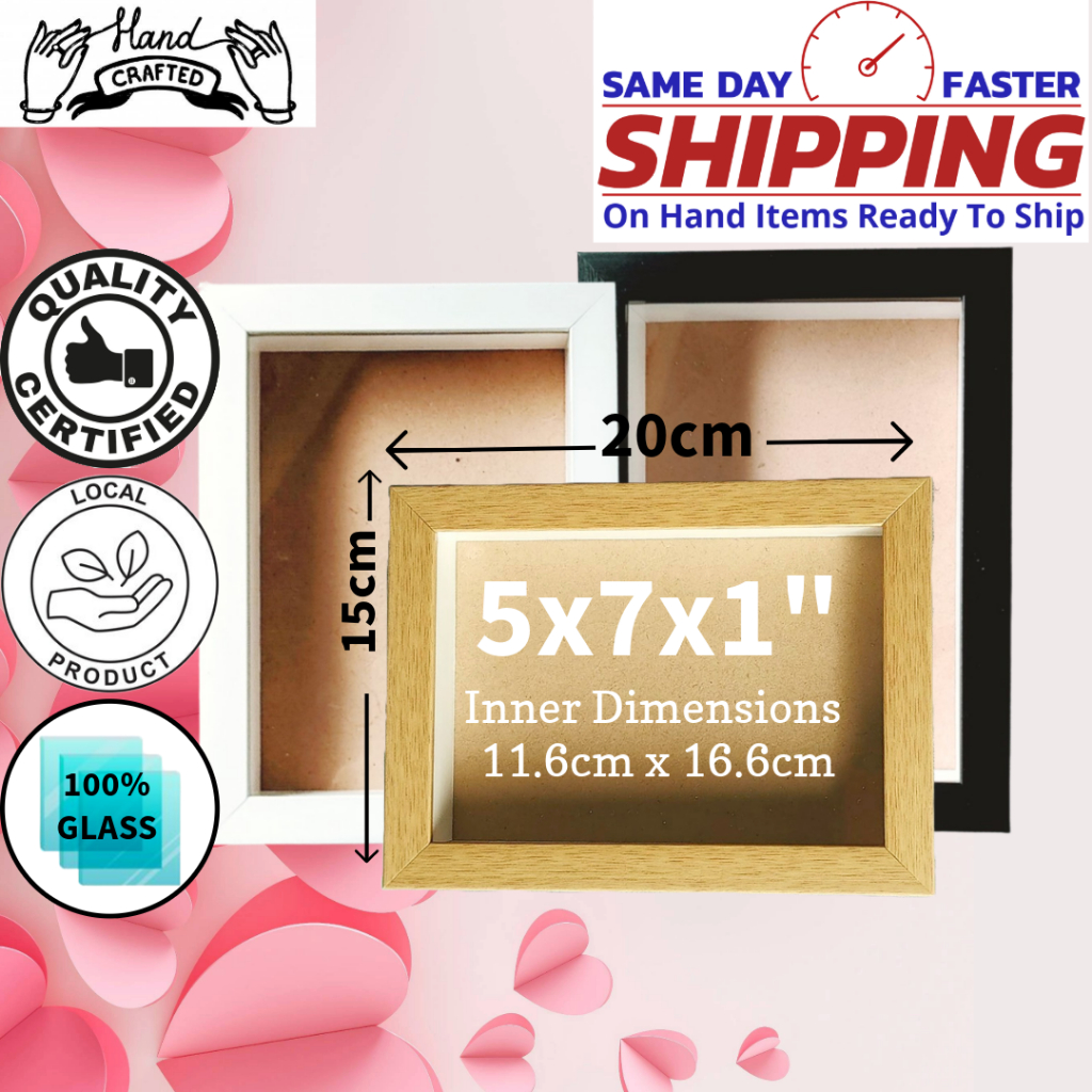 5x7x1 inch 100% GLASS (Not Acetate Plastic) Shadow Box Frames 5R for ...