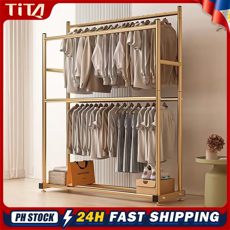 Double Layer Double Rod Clothes Rack Sampayan Stainless Drying Rack ...