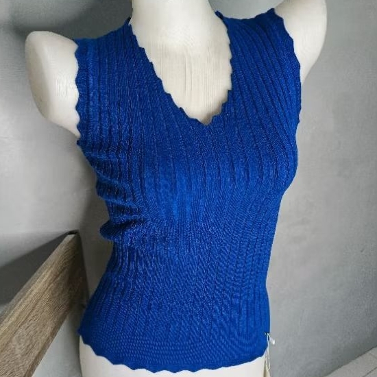 V-Neck Fleece Lined Ribbed Knit Top