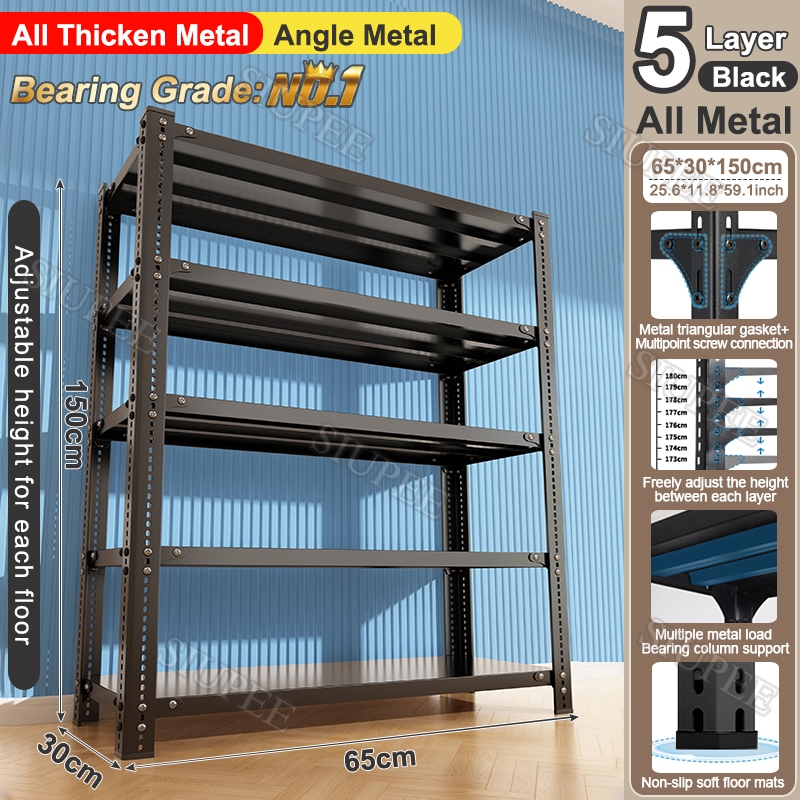 6 Layer Steel Rack Heavy Duty Metal Rack Boltless Shelf Organizer ...
