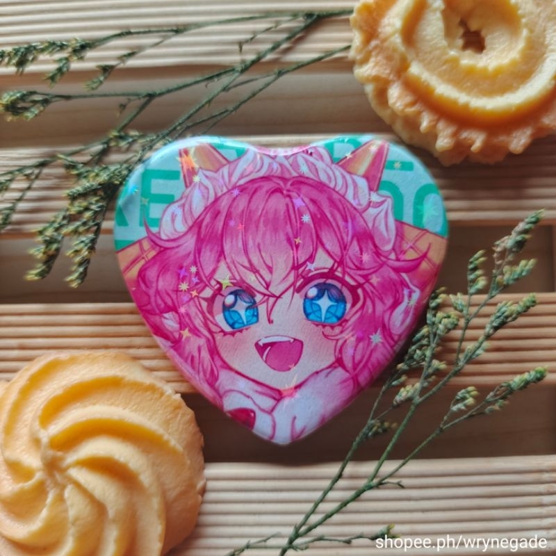 Cookie Run Kingdom Strawberry Crepe Cookie Heart 53mm Button pin ...