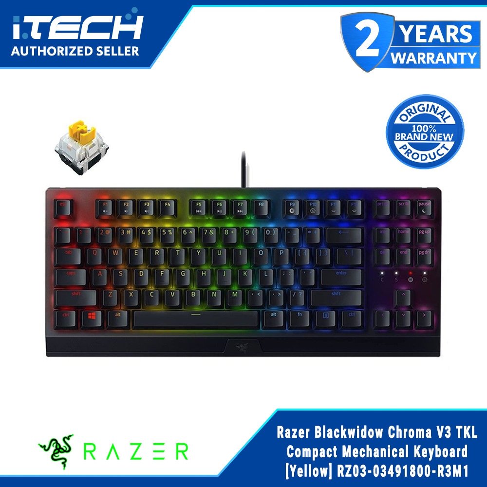 Razer Blackwidow Chroma V3 TKL Compact Mechanical Keyboard [Yellow ...