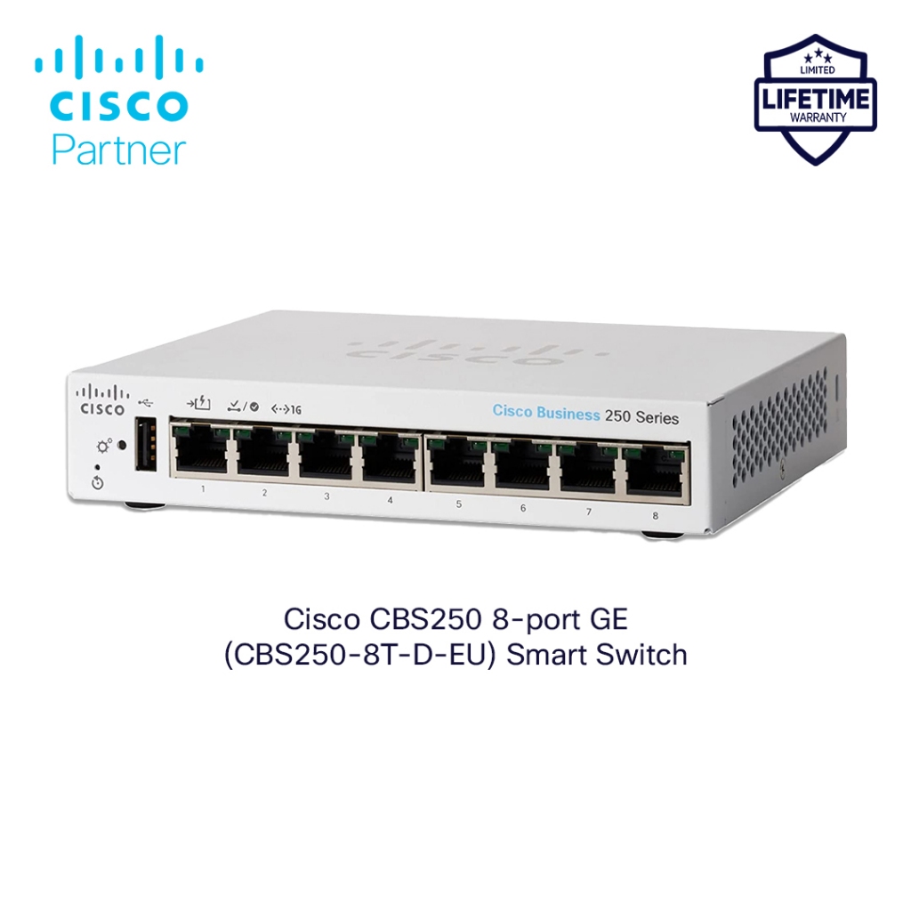 Cisco CBS250 Smart 8-port GE, Desktop, Ext PSU (CBS250-8T-D-EU ...