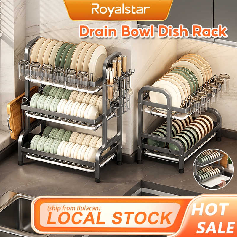 ROYALSTAR 2/3-Tier Dish Rack Kitchen Organizer Stainless Steel Rack ...