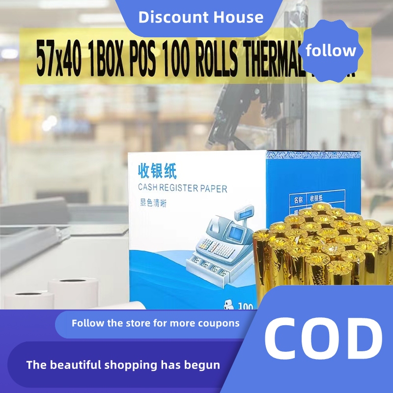1Box Receipt Paper 57mm x 40mm 100pcs Cash Register paper for Thermal ...
