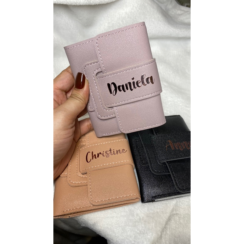 Customized Trifold Wallet | Pocket Mirror and Button Pin | Shopee ...