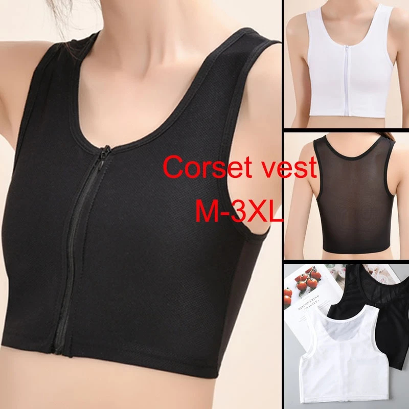 Tomboy FTM Shapewear: Breathable Mesh Chest Binder with Zipper Tank ...