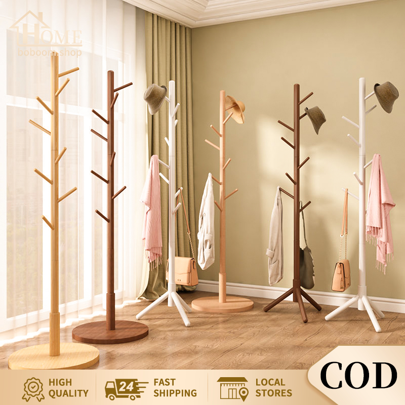 ♬COD♬ Solid Wood Bag Rack Stand Multi Coat Rack Bedroom Clothes Hanging ...