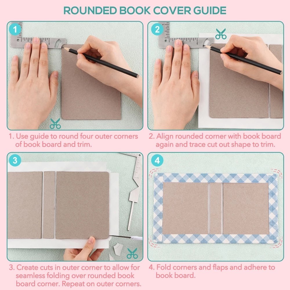 5 in 1 Book Cover Guide Stainless Steel Metal Bookbinding Tool for DIY ...