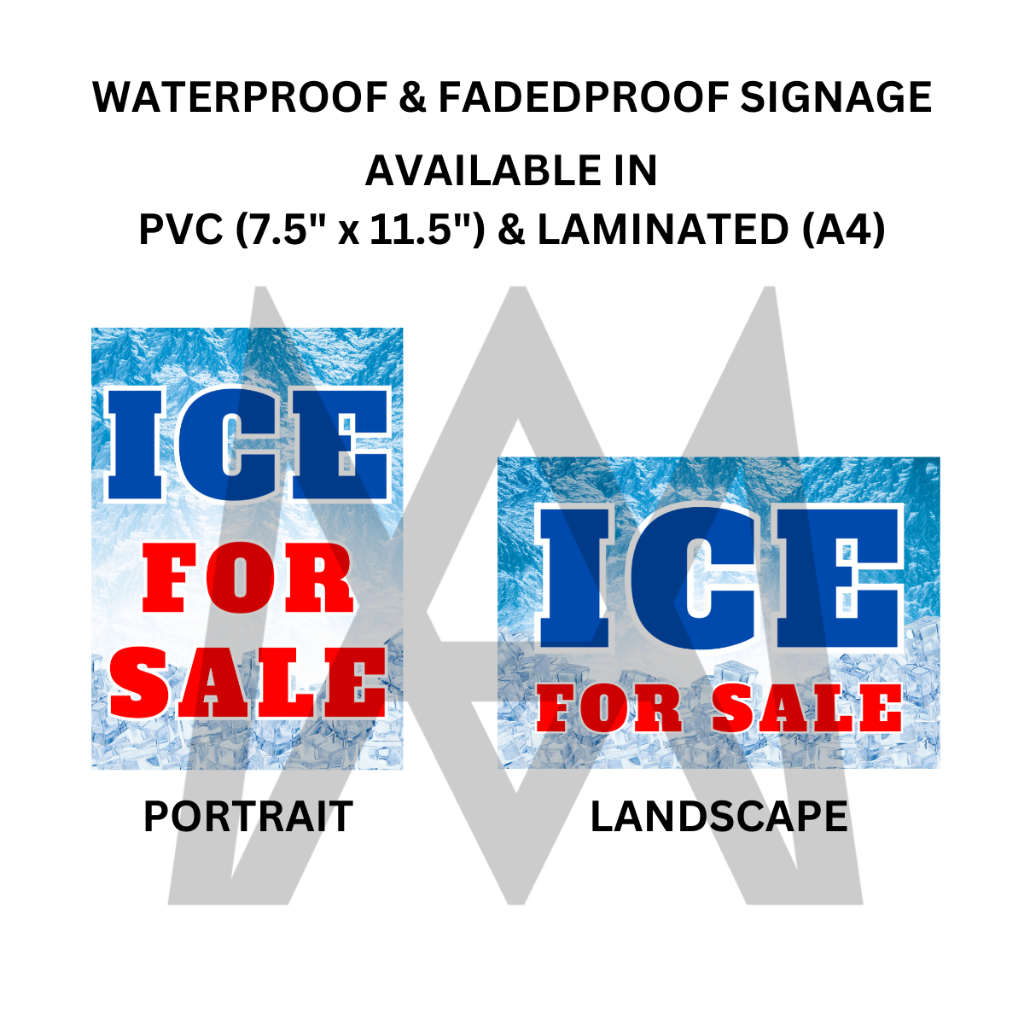 Signage ICE FOR SALE (AVAILABLE IN PVC & LAMINATED) | Shopee Philippines