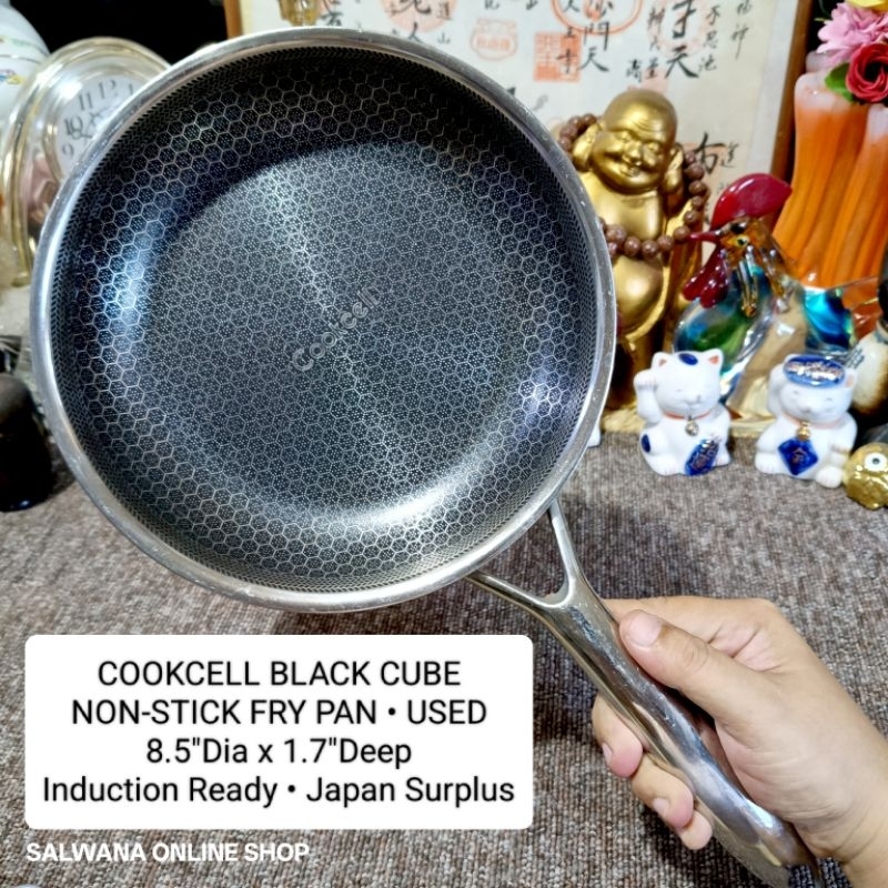 21.5cm COOKCELL BLACK CUBE HYBRID NON-STICK INDUCTION READY FRYING PAN ...