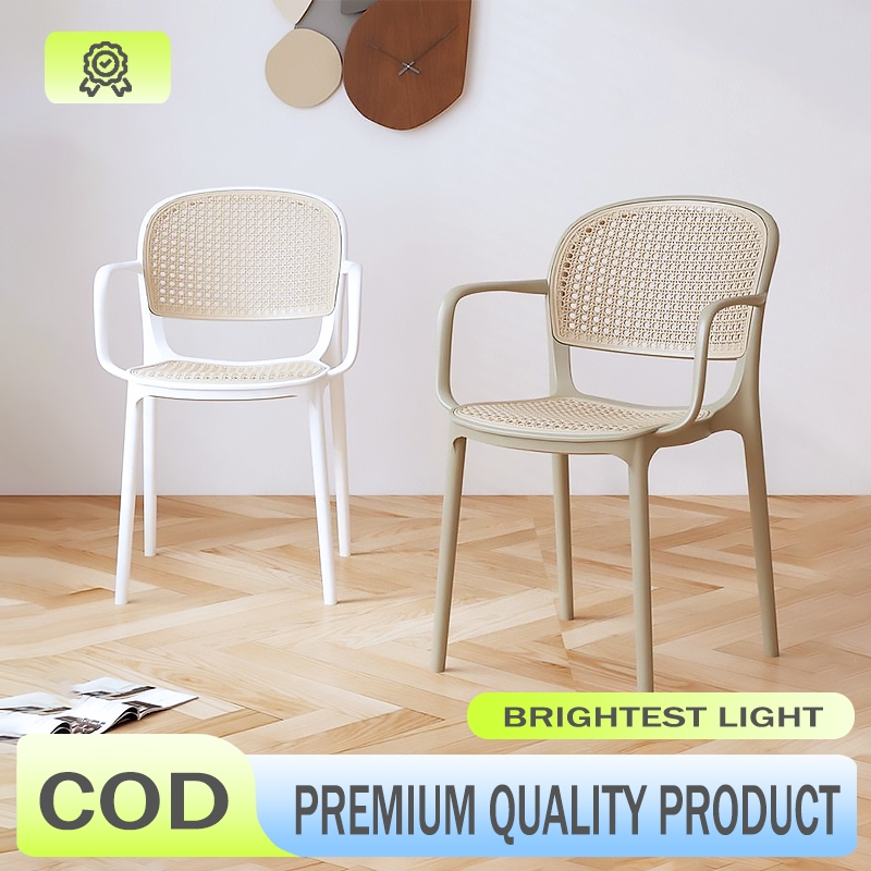 Plastic chair with armrests Rattan home stacking Dining chair Outdoor ...