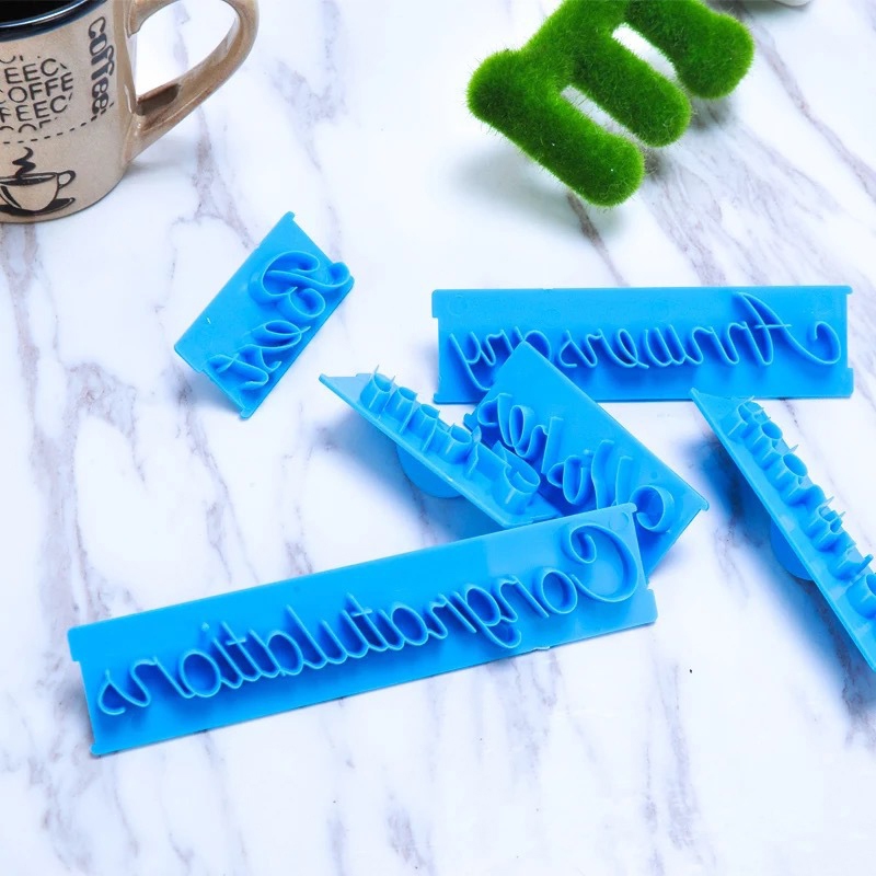 6pcs Food Grade PP Cake Letters Mold Happy Birthday Embosser DIY Baking ...