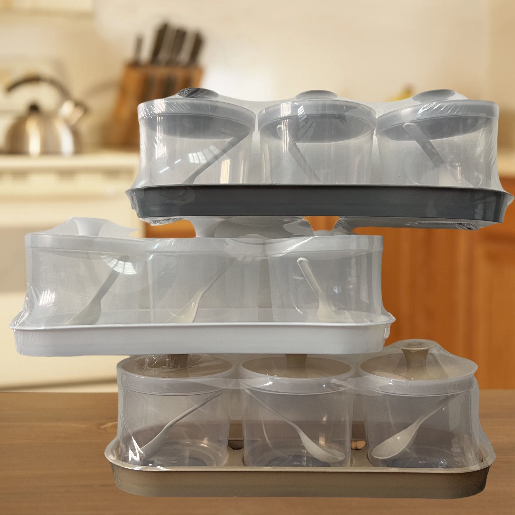 Plastic Pull Lock Canisters 3-pack With Teaspoons Included Sugar Spice ...