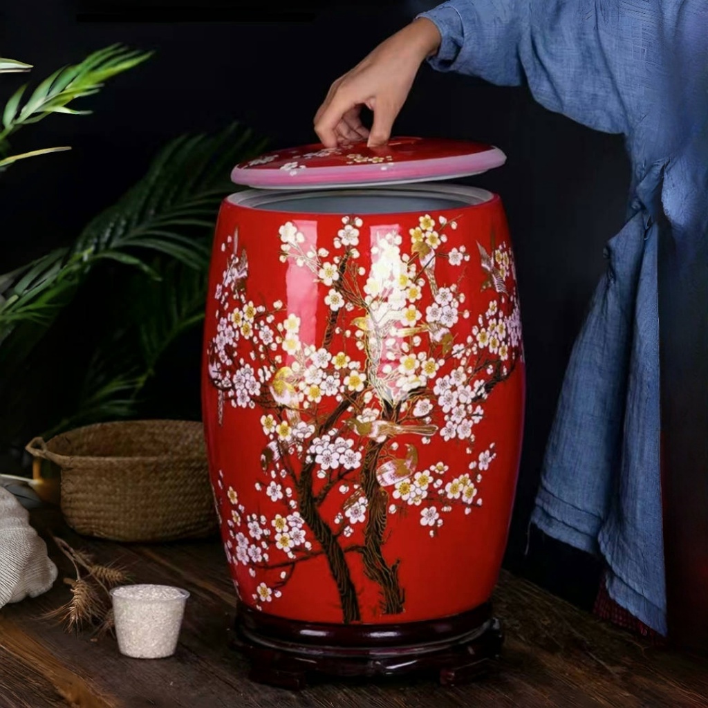 Big ceramic rice jar with lid rice storage container aesthetic food ...