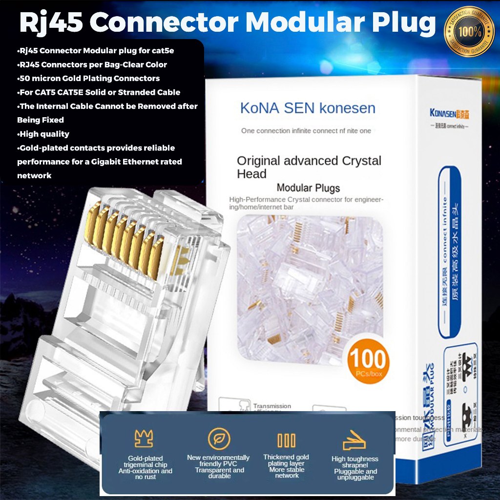 Passthrough RJ45 Unshielded Plastic CAT6 RJ45 connector 8P8C modular ...