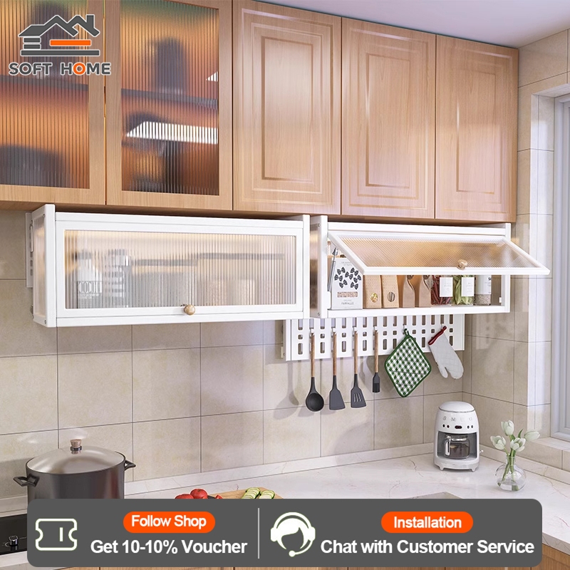 SOFTHOME Kitchen Cabinet Hanging Storage Cabinet Wall-mounted Spice ...