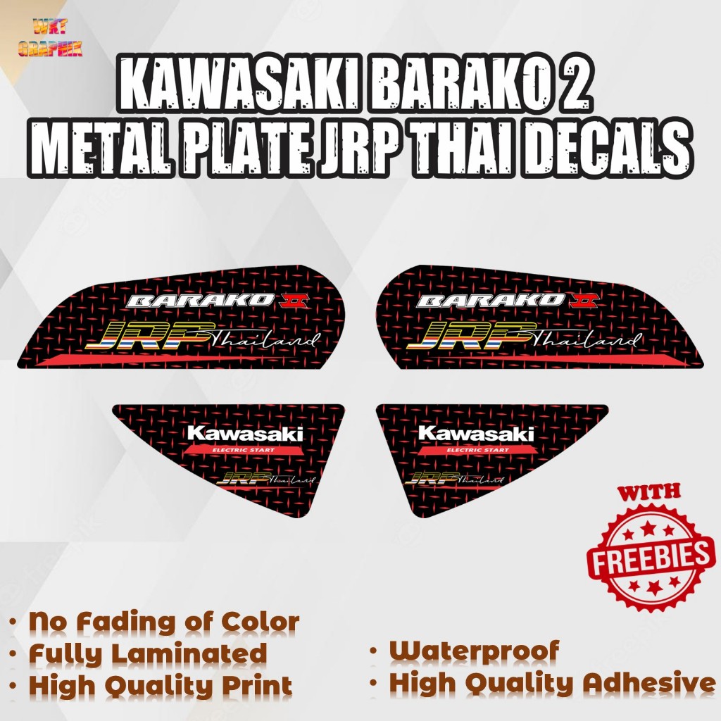 KAWASAKI BARAKO 2 METAL PLATE JRP THAI DECALS (WATERPROOF, LAMINATED ...