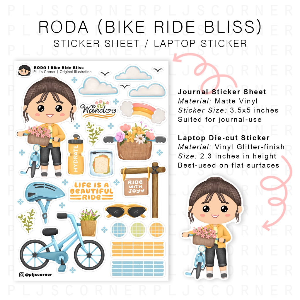 Bike Ride Bliss/Biking/Outdoors Journal Sticker Sheet, Die-Cut Sticker ...