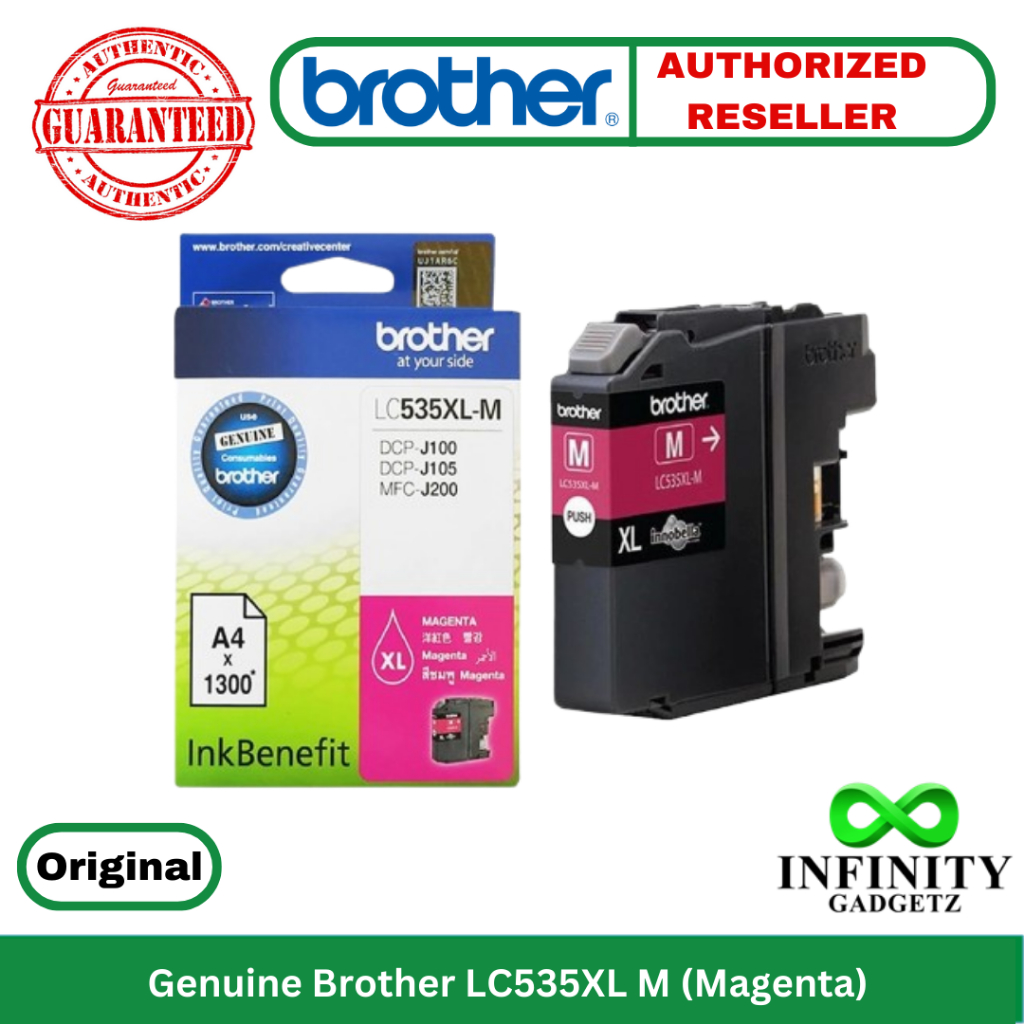Genuine Brother LC535XL-M Ink (Magenta) for DCP-J100 DCP-J105 MFC-J200 ...