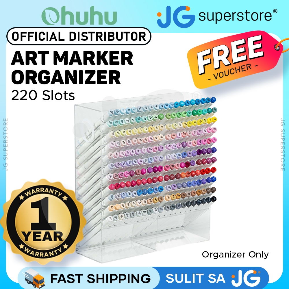 Ohuhu Art Marker Organizer (220-Slot) Acrylic Display Rack and Holder ...