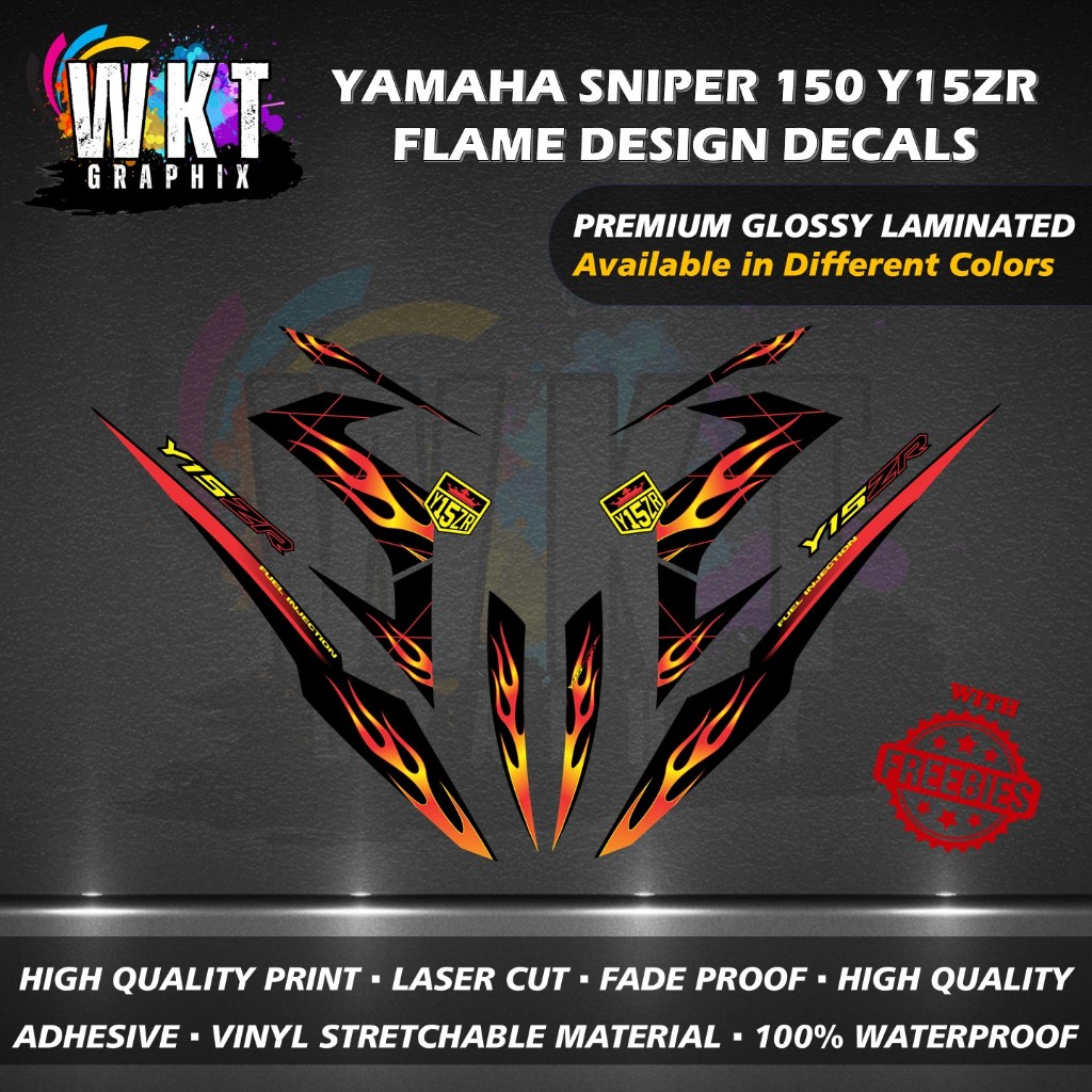 YAMAHA SNIPER 150 Y15ZR FLAME DESIGN DECALS (WATERPROOF, LAMINATED ...