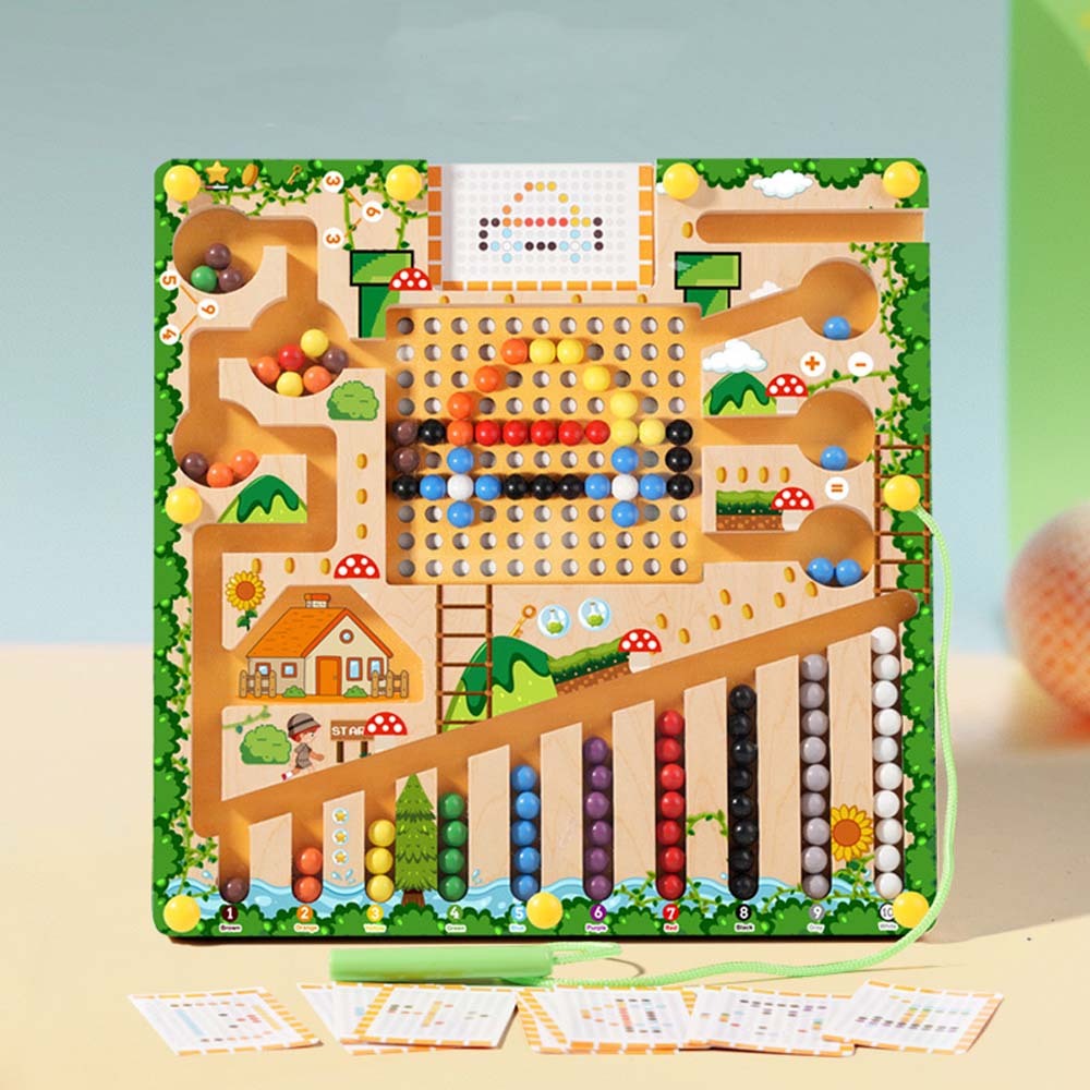 Wooden Magnetic Color and Number Maze Board,Montessori Fine Motor Skill ...