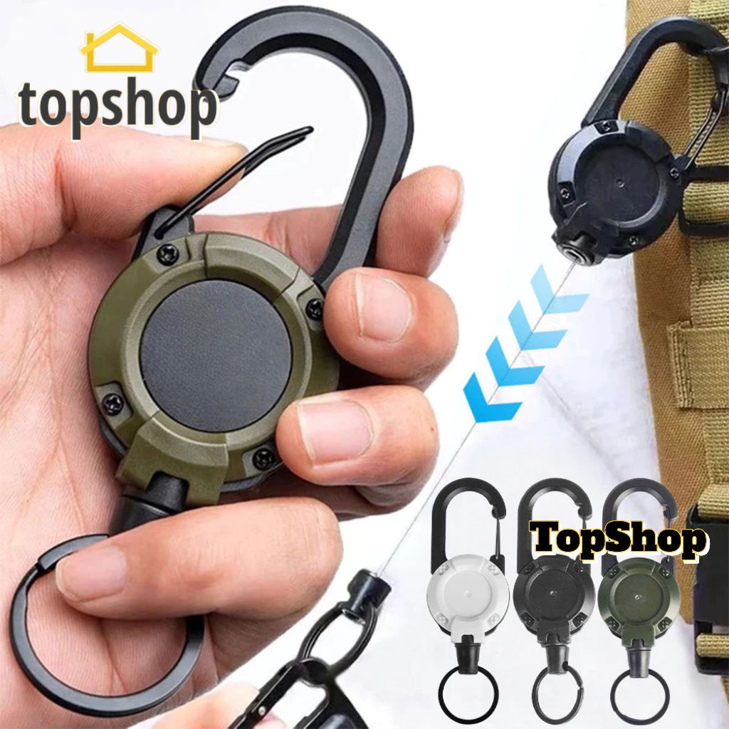 TOPSHOP 1pc Retractable Carabiner Wire Rope Buckle Keychain Anti-Lost ...