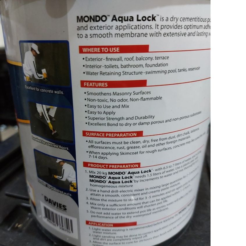 DAVIES AQL100 MONDO AquaLock / Aqua Lock Waterproofing Cement 4.5KG ...